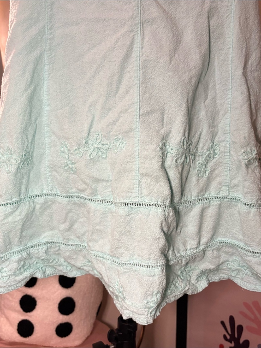 Turquoise Embroidered ButtonāFront Dress - Picture 4 of 9